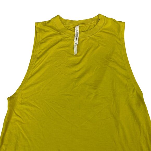 Lululemon Tank Womens 6 Lime Green Pima Cotton Gym Training Workout Crew Neck - Picture 10 of 11